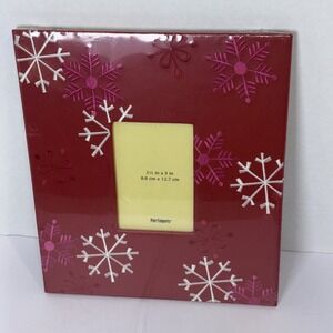 Pier 1 Embroidered Leather Snowflake Frame – Red,White,Pink, 3.5 X5in New-sealed